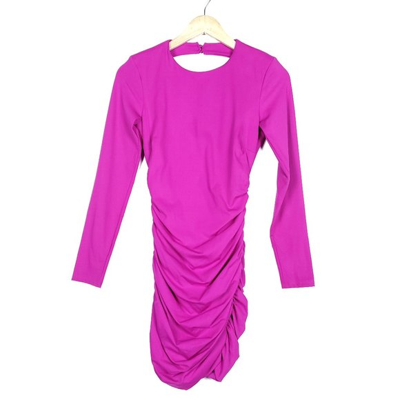 Bardot Dresses & Skirts - Bardot Ruched Hot Pink Stretch Elena Bodycon Dress
